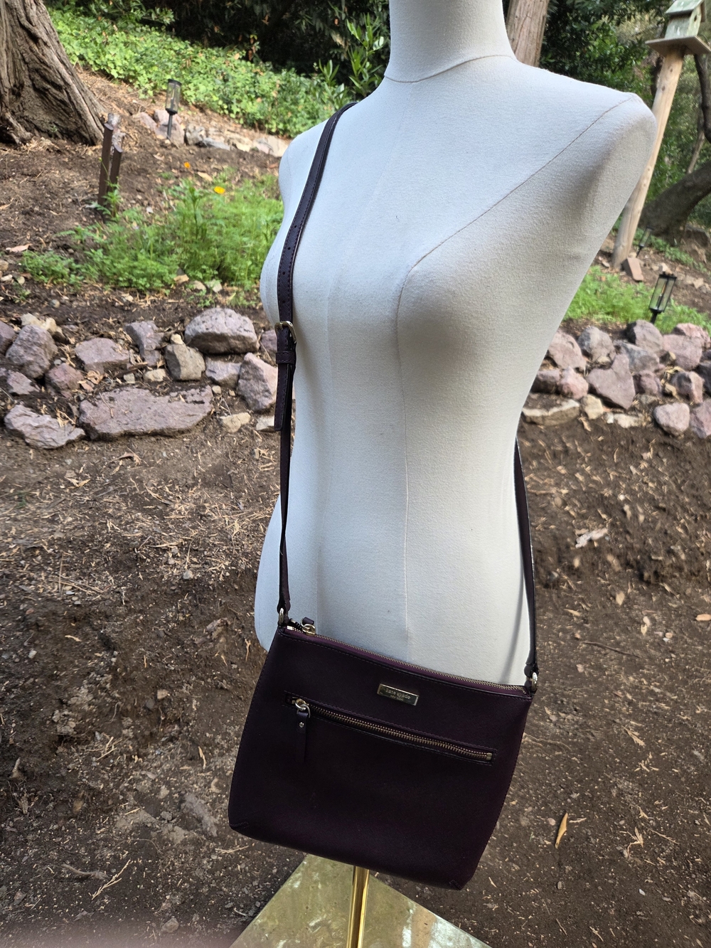 Kate Spade Faux Leather Crossbody Shoulder Bag in Deep Plum